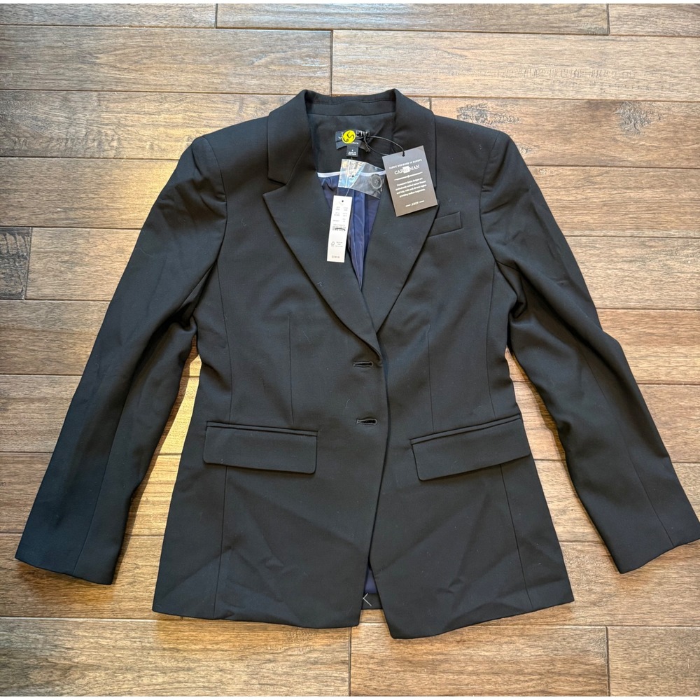 J.Crew Madelyn Blazer Women 6 Black Carreman Fabric 2-Button Tailored CC289 NEW